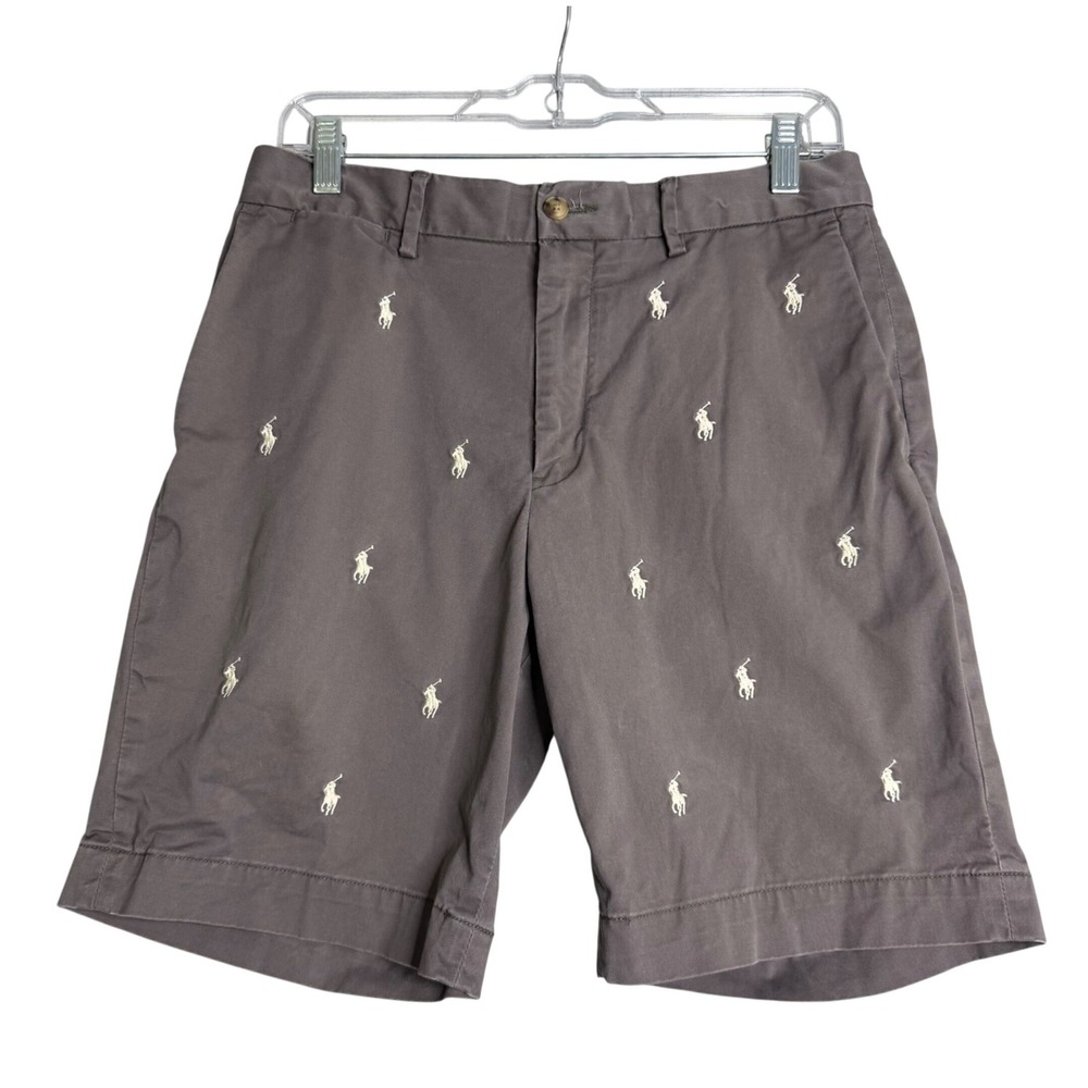 Polo Ralph Lauren Stretch Classic Fit Shorts Men 30 Grey Pony Embroidered Preppy